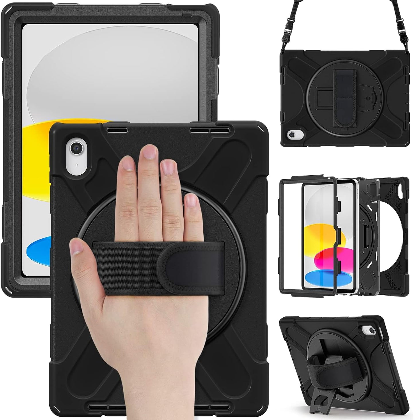 Rugged Protective Case with Handle for APPLE iPad A16 11th Gen / 10th Gen (10.9") - Black