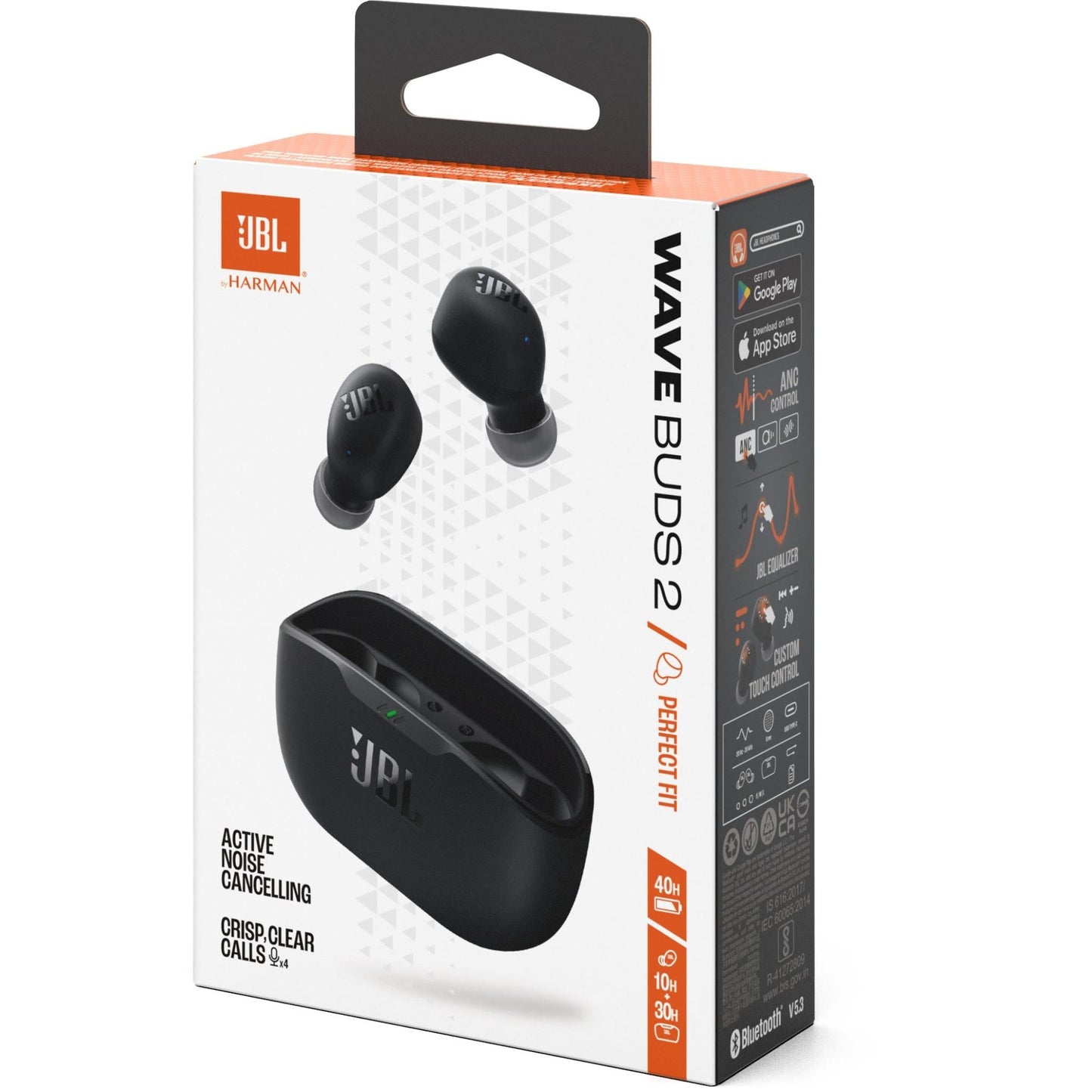 JBL Wave Buds 2 TWS Noise Cancelling In-Ear Headphones - Black (Australia stock)
