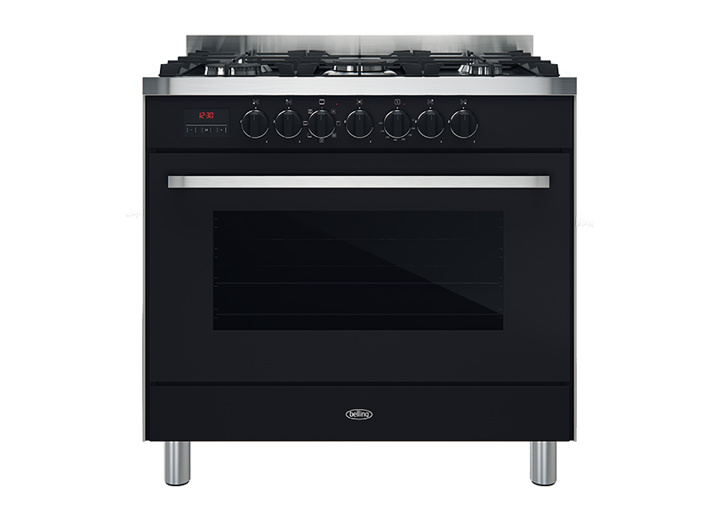 90cm Dual Fuel Freestanding Cooker w / 8 Functions - Black
