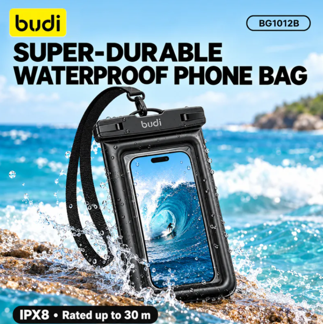Budi BG1012B Durable WaterProof Phone Bag (Black)