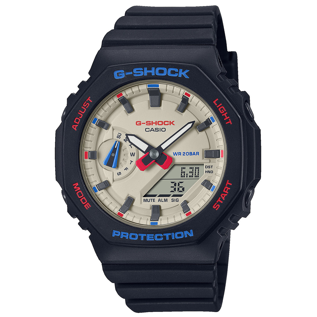 Casio G-Shock Tricolor Black Octagon Watch with Analog Digital