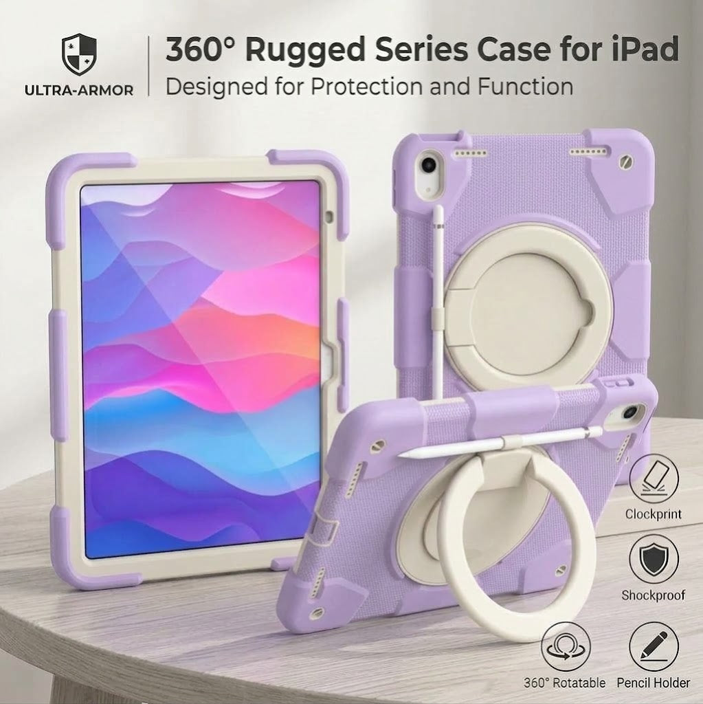 Rugged Protective Case w/folded Handle iPad 10.9'' 10th / A16 11th Gen - Purple