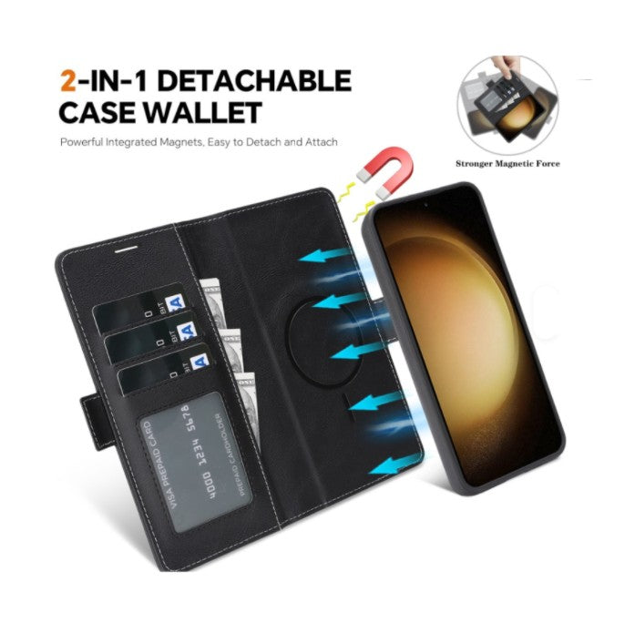 Hanman 2 in 1 Detachable Wallet Case for Samsung Galaxy S26 - Black