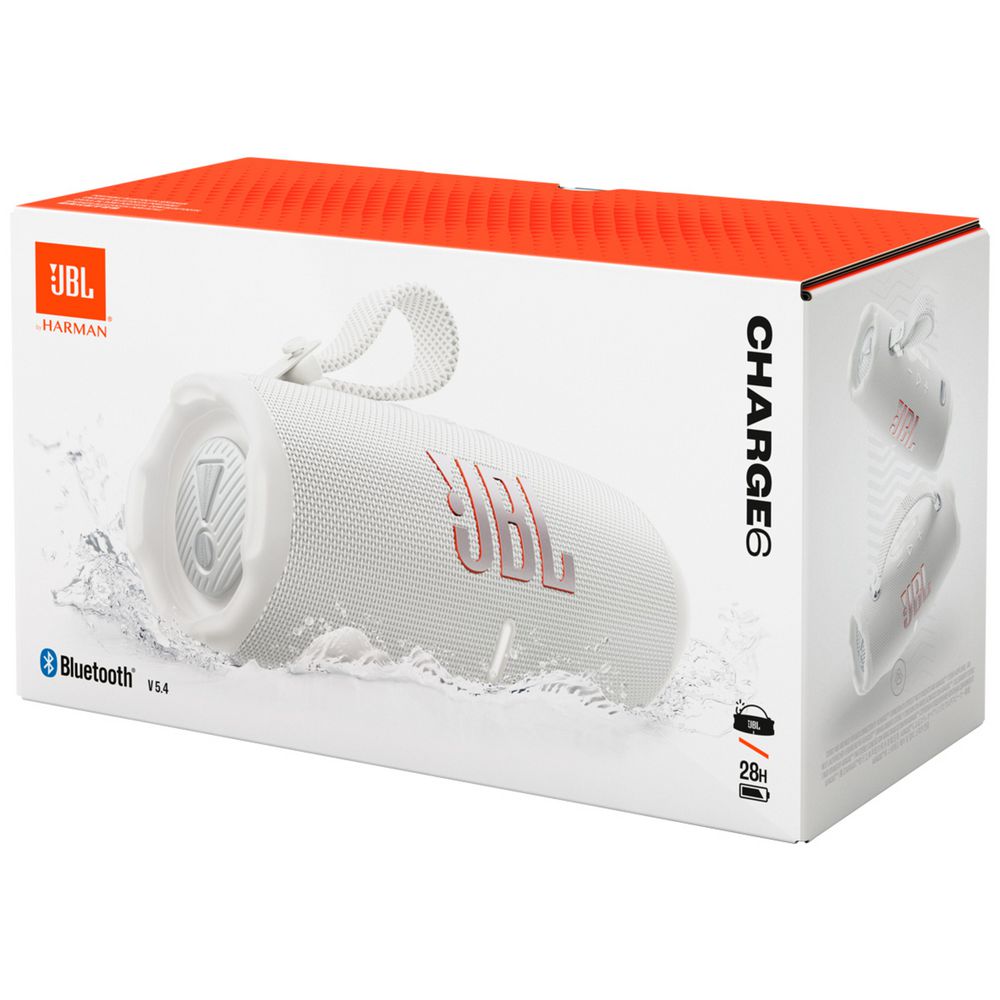 JBL Charge 6 Portable Bluetooth Speaker - White (Australia Stock)