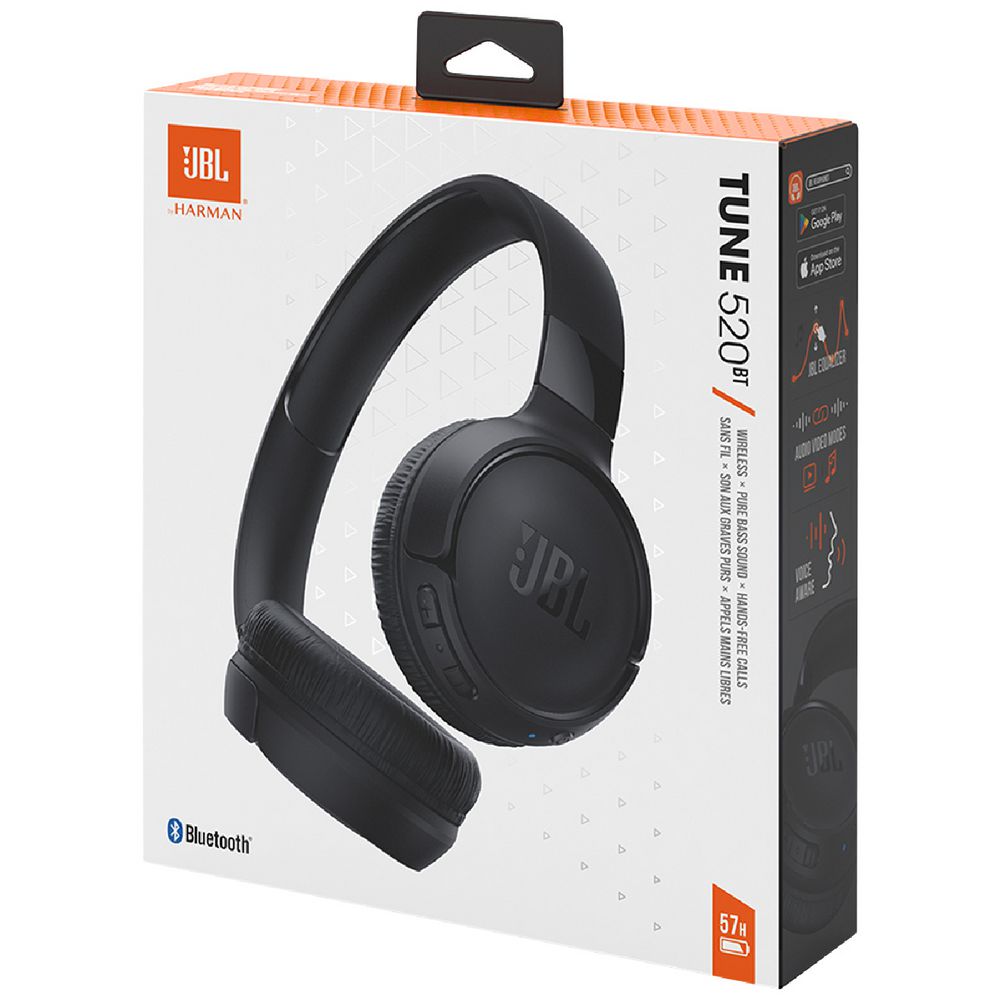 JBL Tune 520 Wireless Bluetooth On-Ear Headphones - Black (Australia Stock)