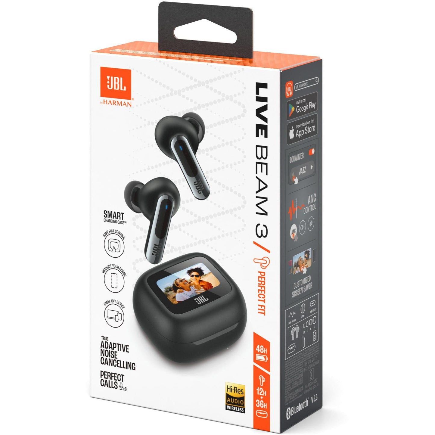 JBL Live Beam 3 TWS Noise Cancelling In-Ear Headphones - Black (AU Stock)