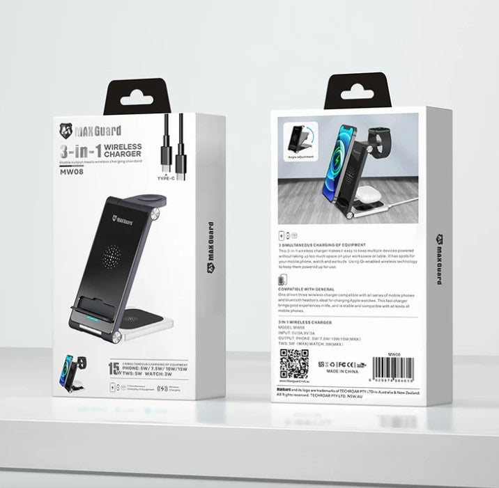 MaxGuard 15w 3-In-1 Wireless Charging Station MW08 (for Apple)