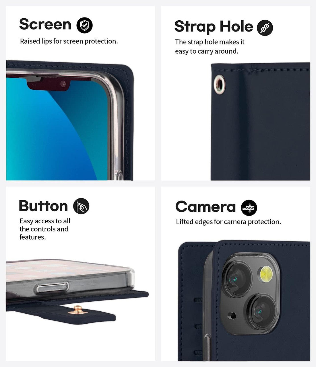 Mansoor Diary Case with Card Slot for iPhone 7 / 8 - Black