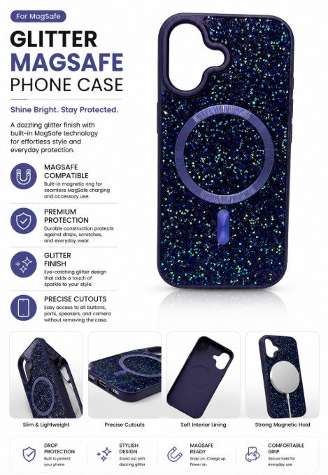 MaxGuard Diamond MagSafe Case for iPhone 17 - Dark Purple