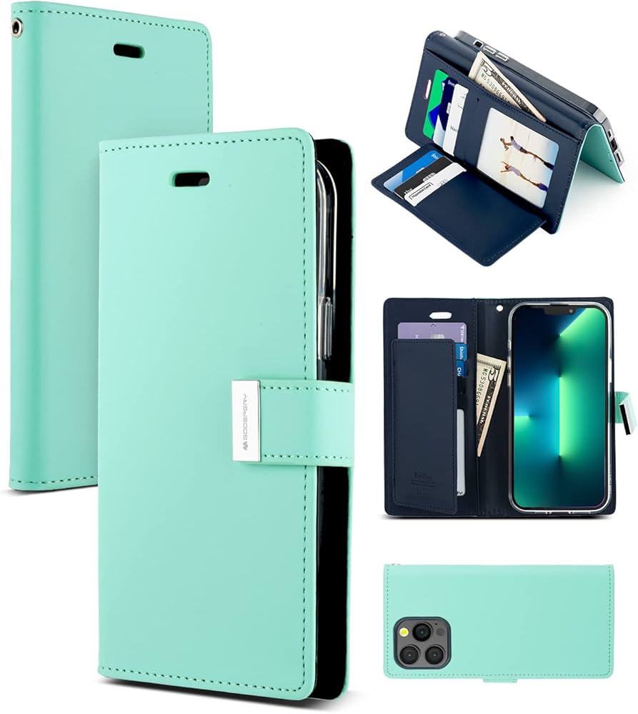 Goospery Rich Diary Book Case for iPhone 14 Plus 6.7' - Mint