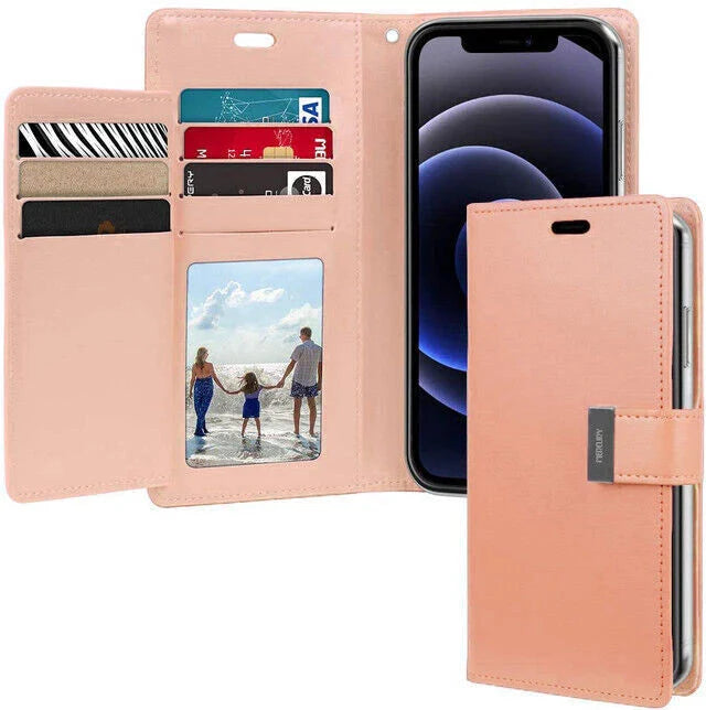 Goospery Rich Diary Book Case for iPhone 14 Plus 6.7' - Rose Gold