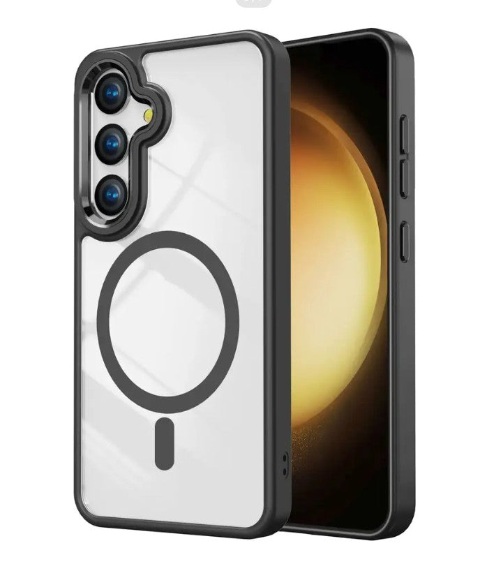 Redefine Metal Camera Lens Transparent Case Cover with Magnetic Ring for Samsung Galaxy S26 Plus - Black