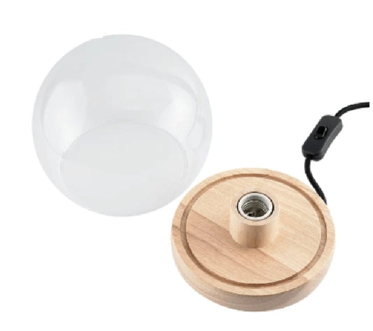 Momax Smart Wooden Lamp Stand with Glass Cover Sphere - VPD0094