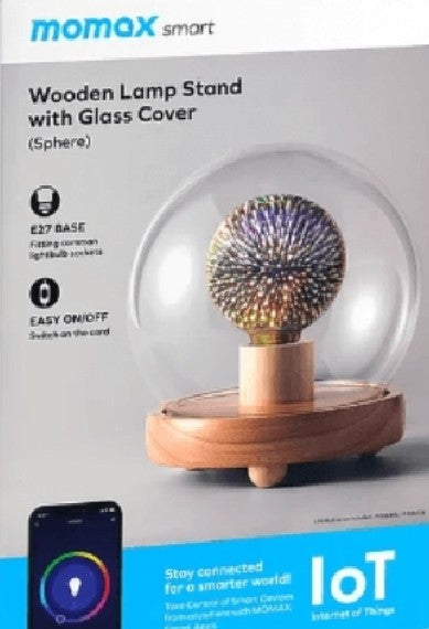Momax Smart Wooden Lamp Stand with Glass Cover Sphere - VPD0094