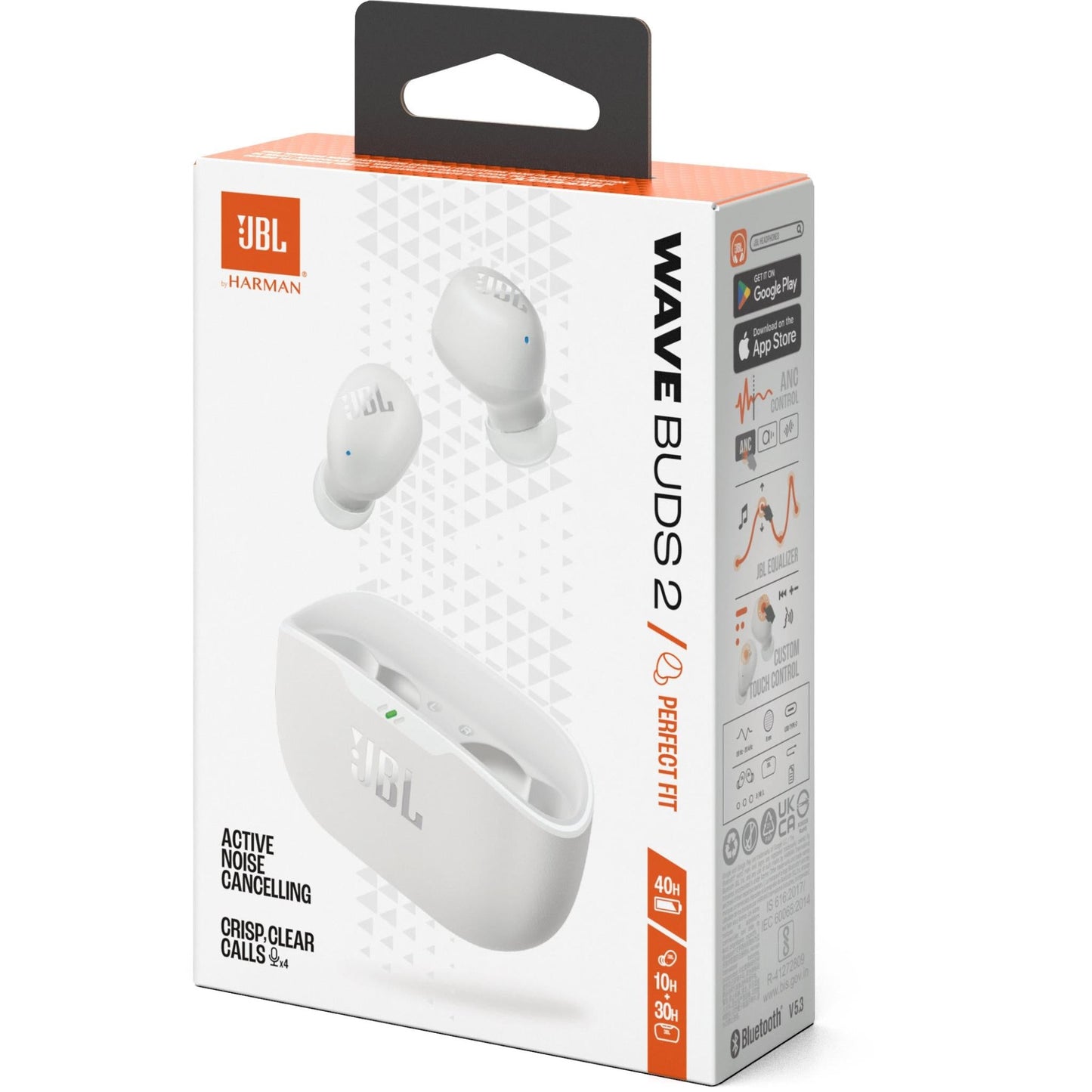 JBL Wave Buds 2 TWS Noise Cancelling In-Ear Headphones - White (AU Stock)