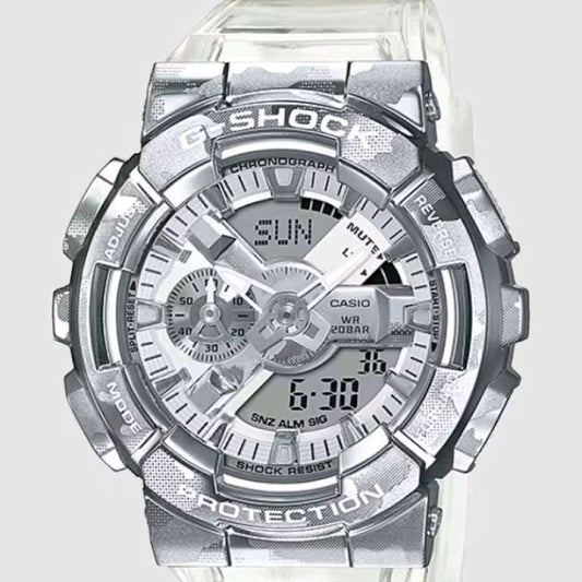 Casio G-Shock Analog Digital Watch - Metal Covered - Silver x Clear