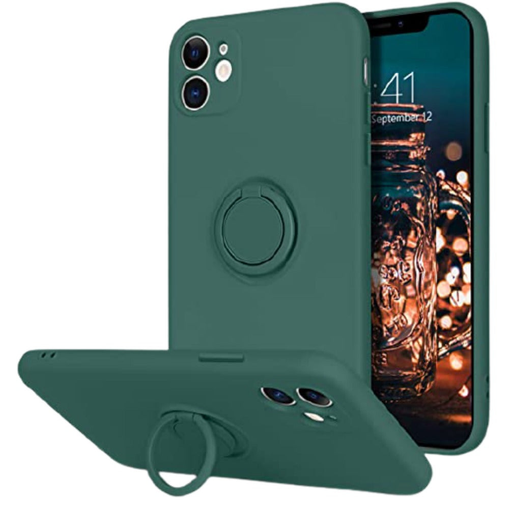 SHOCKPROOF SILICON CASE w/ RING STAND - IPHONE 12 MINI 5.4' GREEN