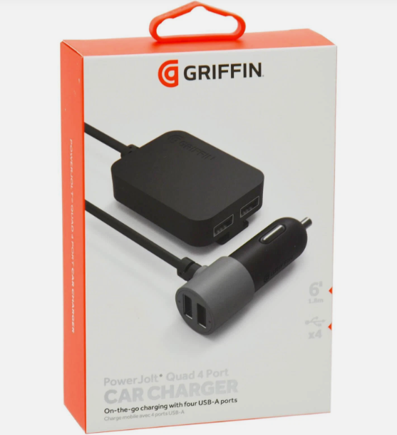 GRIFFIN PowerJolt Quad 4 Port Car Charger with 4 USB-A-ports