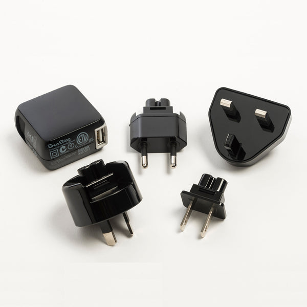 iridium AC Charger USB 5V 2.1A with International Plugs - BLACK