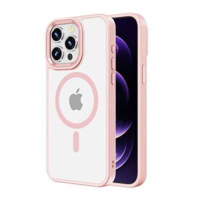 Redefine Metal Camera Lens Transparent Case With MagSafe - iPhone 15 Pro Max - Pink