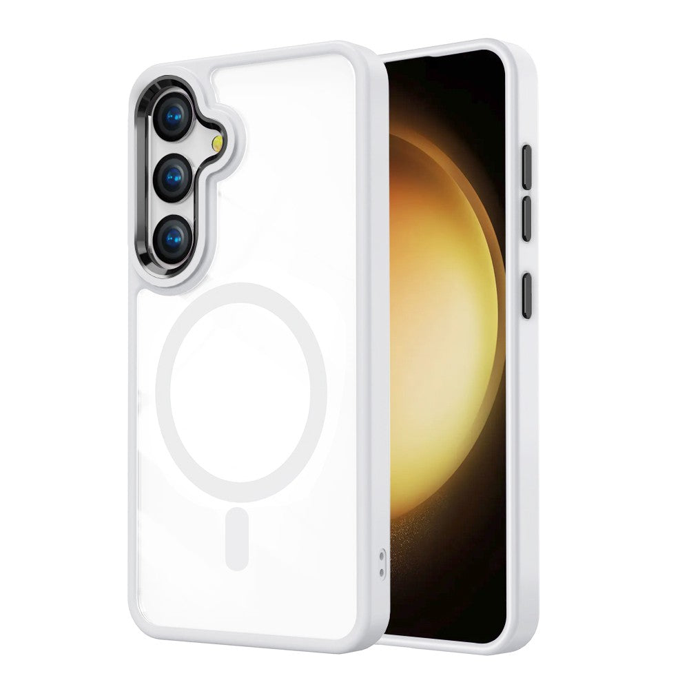 Redefine Metal Camera Lens Transparent MagSafe Case for Samsung Galaxy S25 Plus - White