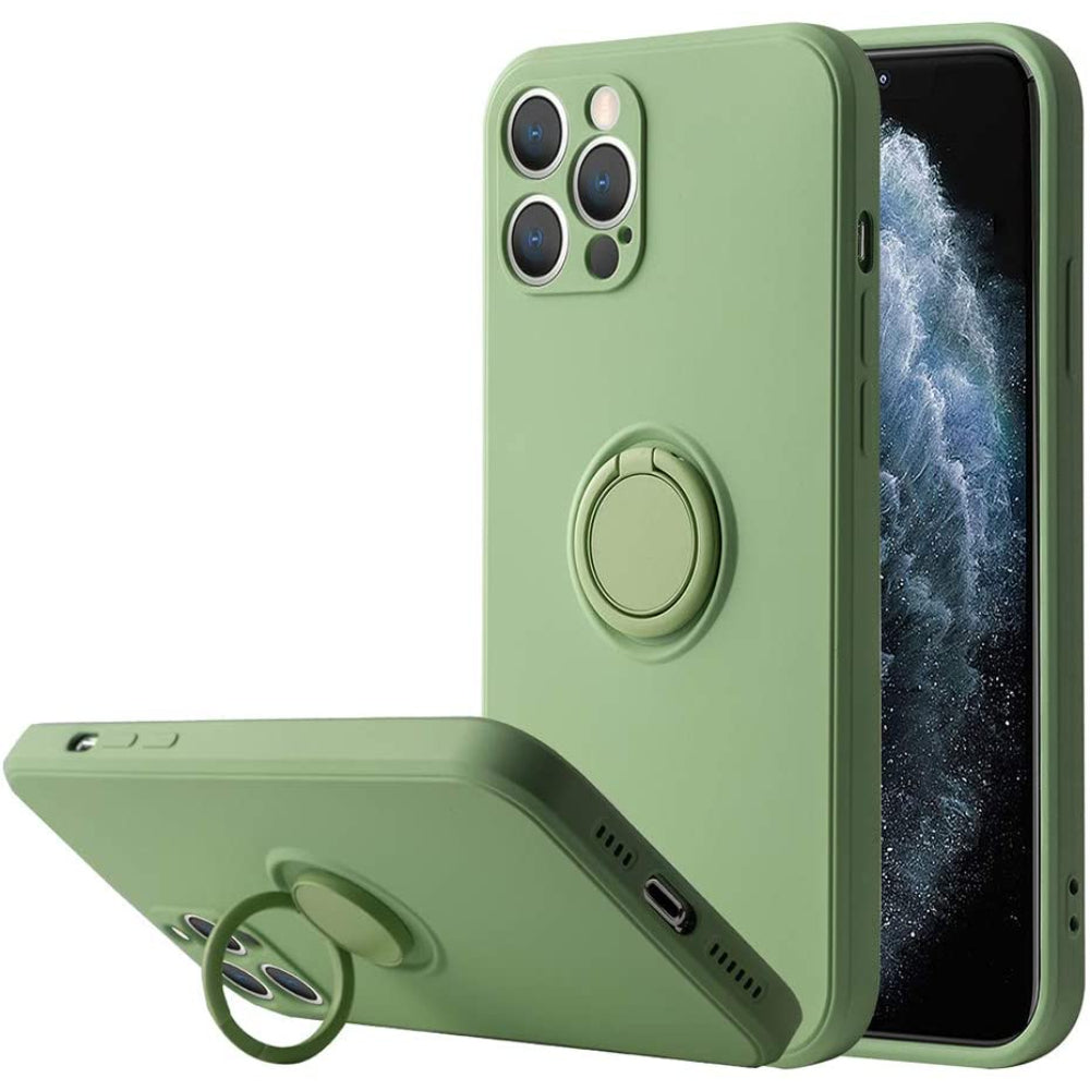 SHOCKPROOF SILICON CASE w/ RING STAND - IPHONE 12 6.1' GREEN