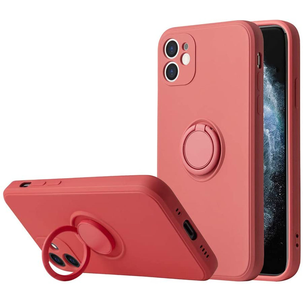 SHOCKPROOF SILICON CASE w/ RING STAND - IPHONE 12 MINI 5.4' RED