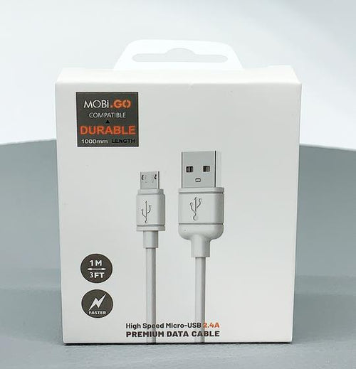 MOBiGO - MICRO USB CABLE 2.4A - WHITE