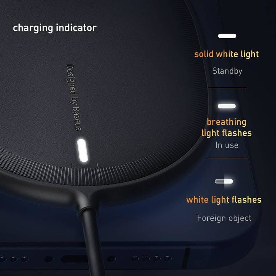 BASEUS Light Magnetic Wireless Qi Charger 15w - White