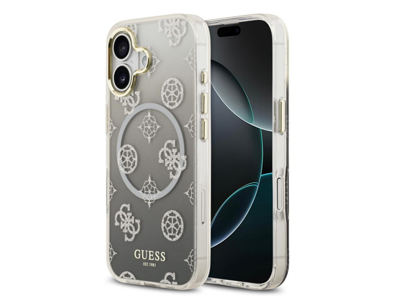 Guess Peony Gradient Glitter (MS) for iPhone 17 - Grey