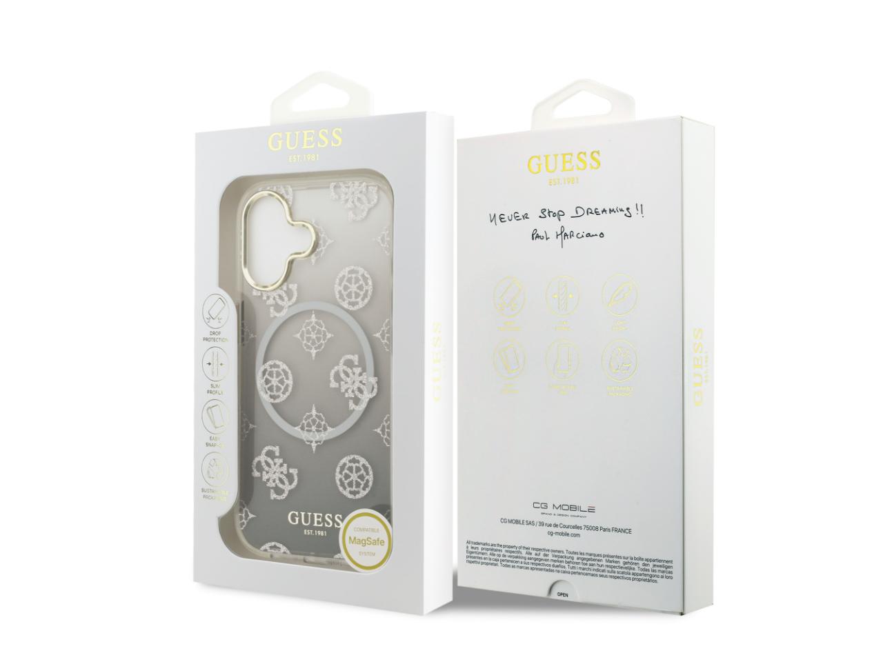 Guess Peony Gradient Glitter (MS) for iPhone 17 - Grey