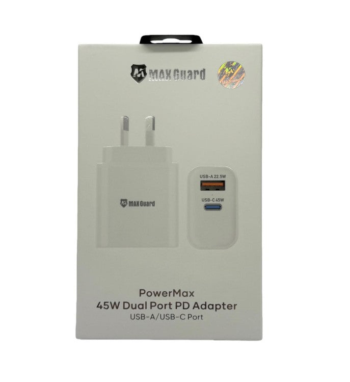 MAXGUARD 45w Dual Port PD Adapter (USB-A / USB-C port)