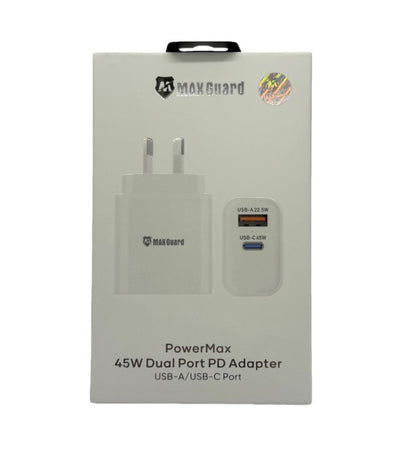 MAXGUARD 45w Dual Port PD Adapter (USB-A / USB-C port)