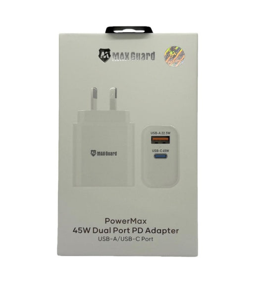 MAXGUARD 45w Dual Port PD Adapter (USB-A / USB-C port)