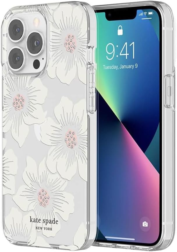 KATE SPADE PROTECTIVE HARDSHELL CASE FOR IPHONE 13 PRO - Hollyhock Floral Clear