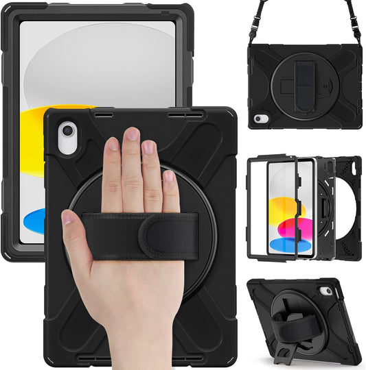 Rugged Protective Case with Handle for APPLE iPad A16 11th Gen / 10th Gen (10.9") - Black