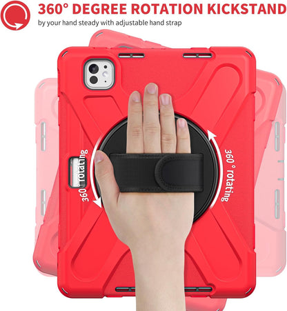 Rugged Protective Case with Handle for APPLE iPad 10.9' Air 4 / Air 5 - RED