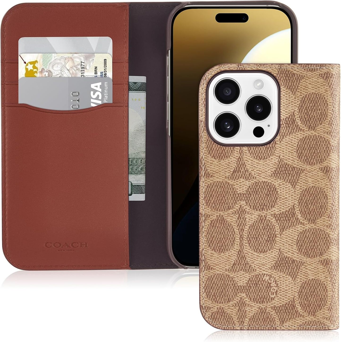 COACH Folio Case - iPhone 16 Pro 6.3" - Signature Tan
