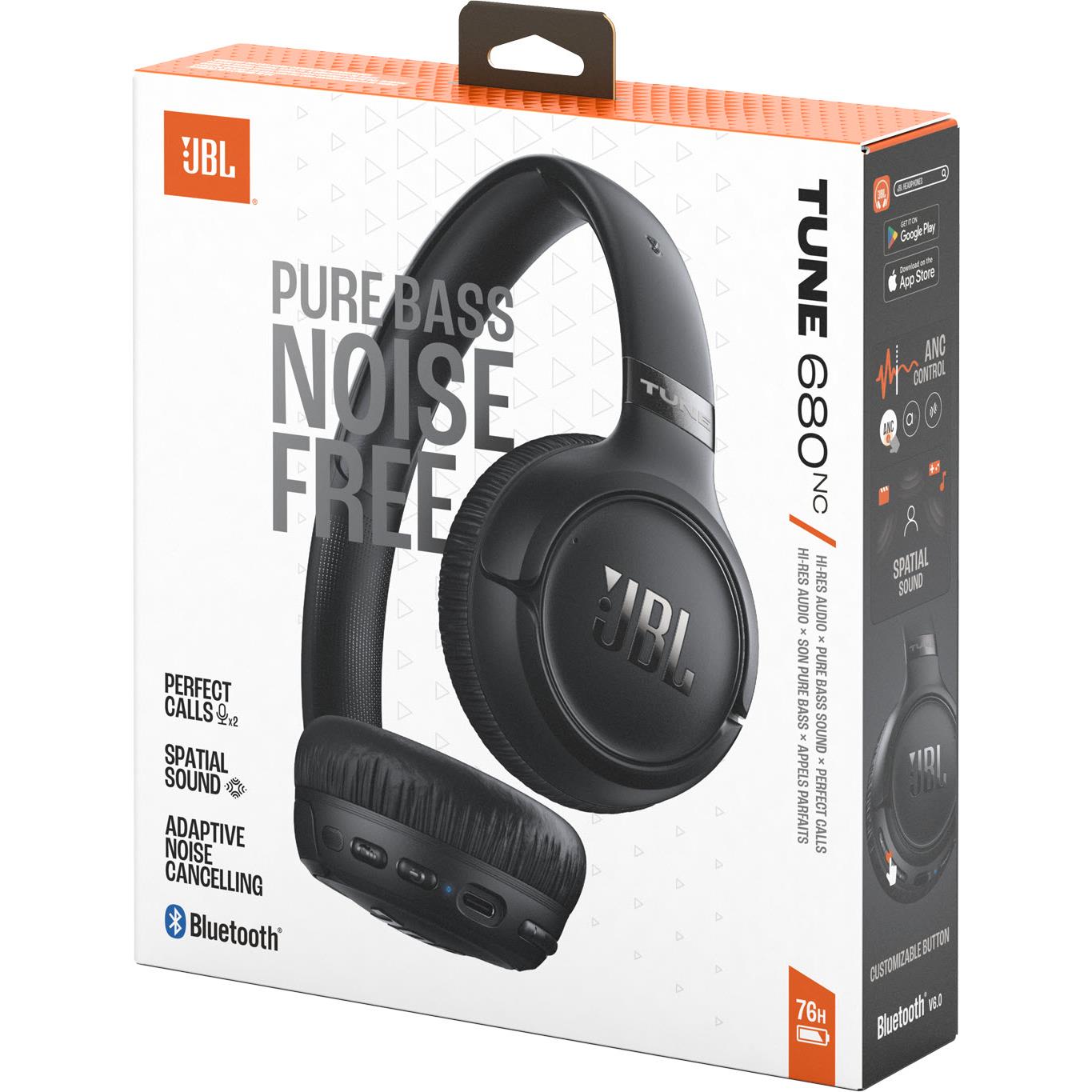 JBL Tune 680NC Wireless On-Ear Noise Cancelling Headphones - Black (Australia stock)
