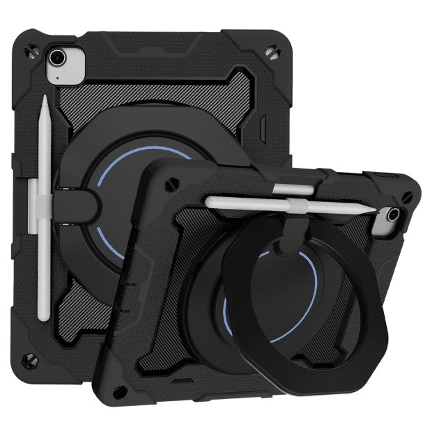 Armor Shockproof with Handle Ring Rotation Case for iPad Air 13 (2024) (2025) (2026) - Black