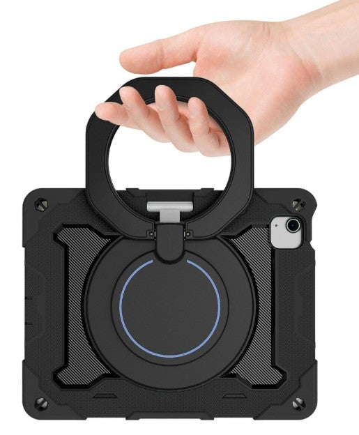 Armor Shockproof with Handle Ring Rotation Case for iPad Air 13 (2024) (2025) (2026) - Black