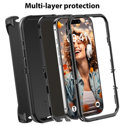 Shockproof Robot Armor Hard Case with Belt Clip for iPhone 16 Pro Max - Navy