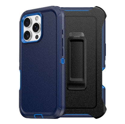 Shockproof Robot Armor Hard Case with Belt Clip for iPhone 16 Pro Max - Navy