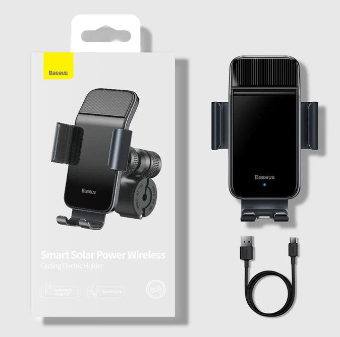 BASEUS Smart Solar Power Cycling Electric Wireless Phone Mount Holder (4.7" to 6.7")