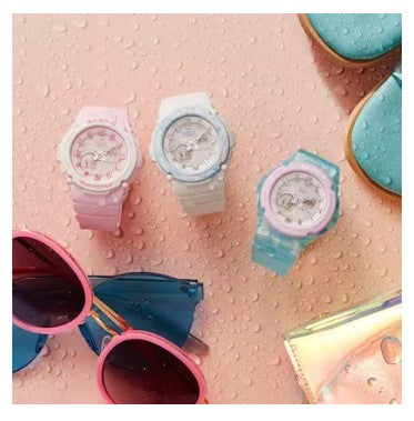 Casio Baby-G Lavender Bezel with a Skeleton Blue Band