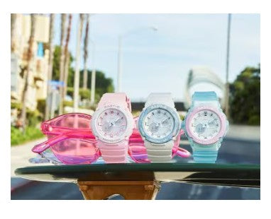 Casio Baby-G Lavender Bezel with a Skeleton Blue Band