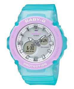 Casio Baby-G Lavender Bezel with a Skeleton Blue Band