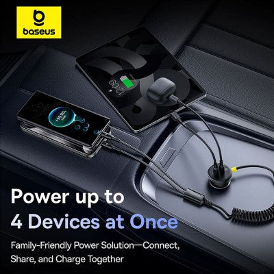 Baseus Circular Plastic Car Charger (C+C) + (C&L) Cable 60W