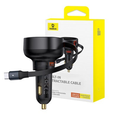 Baseus Enjoyment Pro Car Charger U+Retractable Type-C Cable 60W-Cluster