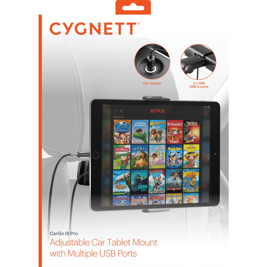 CYGNETT Cargo III Tablet Car Mount with Multiple USB Ports